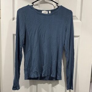 Cyrus Teal Long Sleeve Ribbed Top